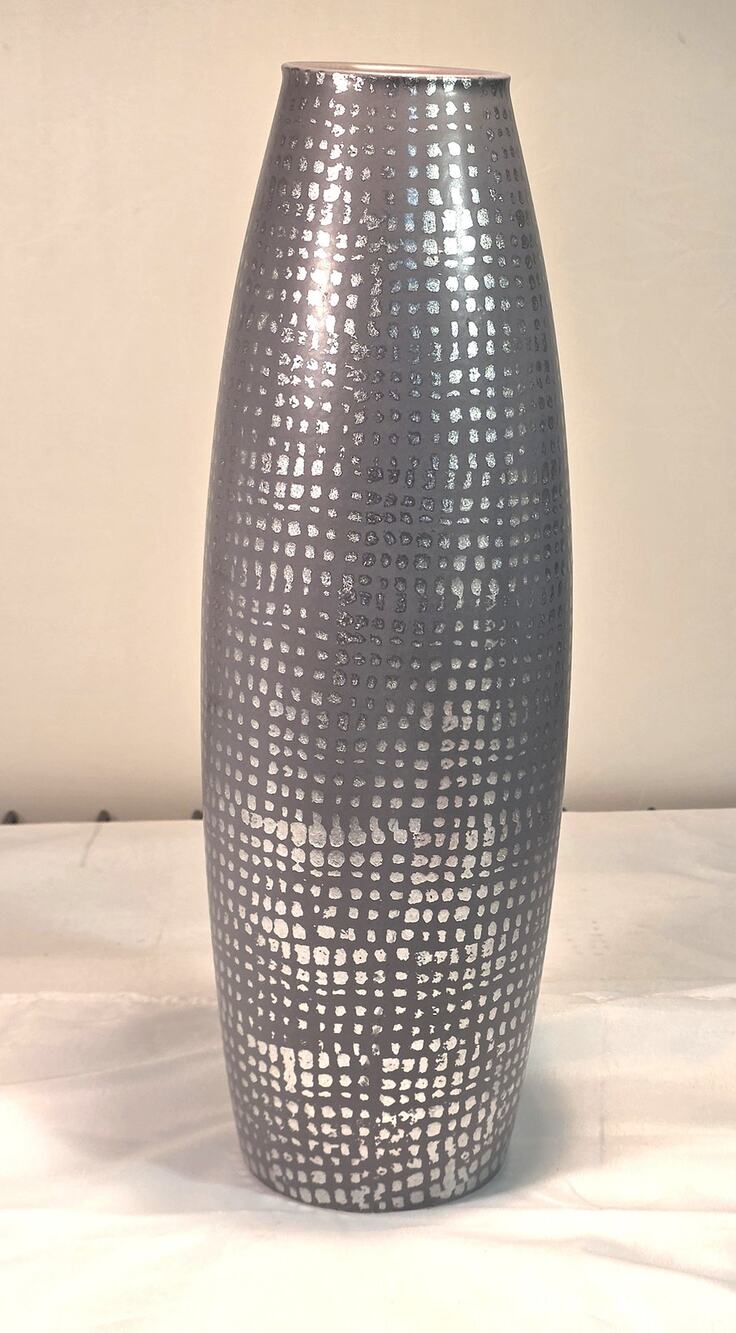 Vintage Amano 529-40 Silver Cylindrical Vase Made in Germany 15.5" Tall